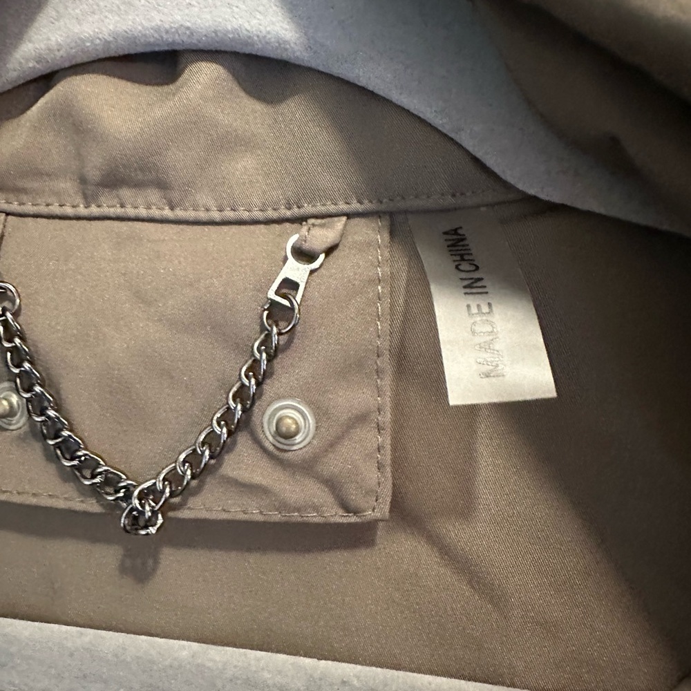 Stylish Tan Jacket with Chain Detail